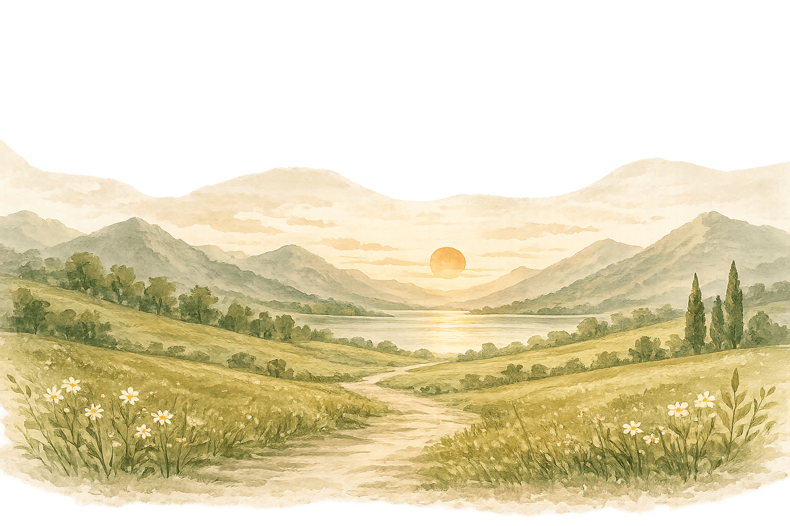 A peaceful path through a warm landscape